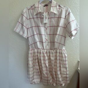 Vineyard Vines Silk Bubble Shirt Dress - Plaid Marsh Red